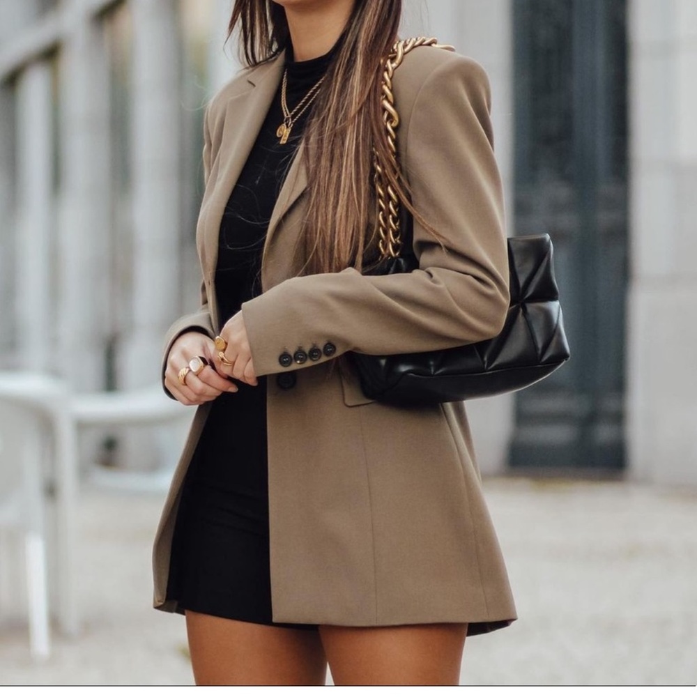 Zara Shoulder Pad Blazler in Mink (similar to olive green)